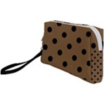 Large Black Polka Dots On Coyote Brown - Wristlet Pouch Bag (Small)
