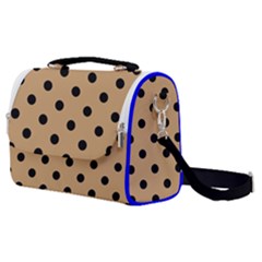 Large Black Polka Dots On Pale Brown - Satchel Shoulder Bag by FashionLane