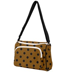 Large Black Polka Dots On Just Brown - Front Pocket Crossbody Bag by FashionLane
