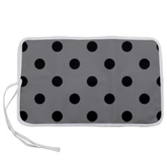 Large Black Polka Dots On Battleship Grey - Pen Storage Case (m) by FashionLane