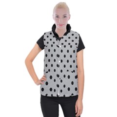 Large Black Polka Dots On Chalice Silver Grey - Women s Button Up Vest by FashionLane