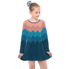 Flat Ocean Palette Kids  Long Sleeve Dress by goljakoff