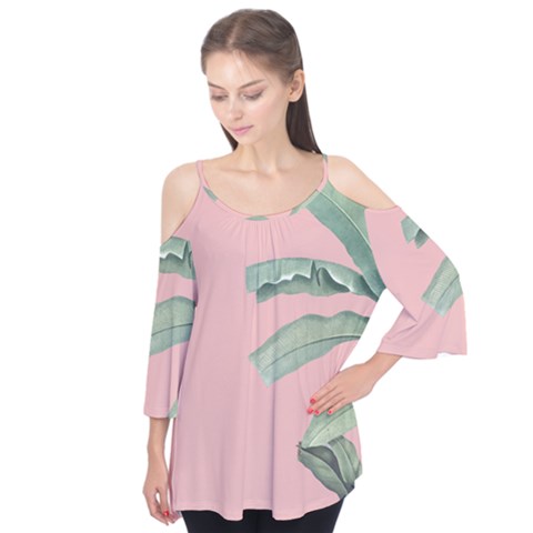 Palm Leaf On Pink Flutter Tees by goljakoff
