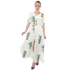 Tropical Pineapples Waist Tie Boho Maxi Dress by goljakoff