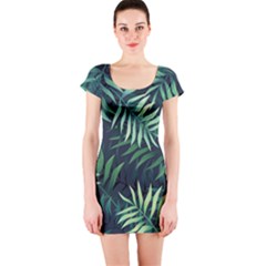 Green Leaves Short Sleeve Bodycon Dress by goljakoff