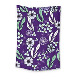 Floral Blue Pattern Small Tapestry by MintanArt
