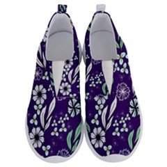 Floral Blue Pattern No Lace Lightweight Shoes