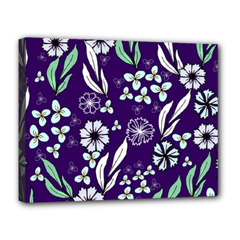 Floral Blue Pattern  Canvas 14  X 11  (stretched) by MintanArt