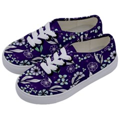 Floral Blue Pattern  Kids  Classic Low Top Sneakers by MintanArt