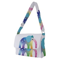 Illustrations Elephant Colorful Pachyderm Full Print Messenger Bag (m)