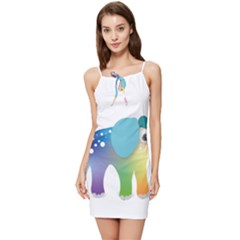 Illustrations Elephant Colorful Pachyderm Summer Tie Front Dress
