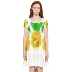 Pineapple Fruit Watercolor Painted Inside Out Cap Sleeve Dress