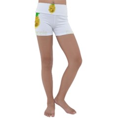 Pineapple Fruit Watercolor Painted Kids  Lightweight Velour Yoga Shorts
