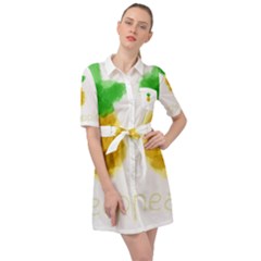 Pineapple Fruit Watercolor Painted Belted Shirt Dress by Mariart