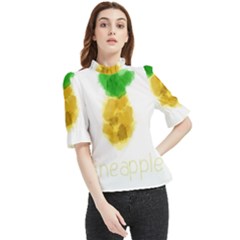 Pineapple Fruit Watercolor Painted Frill Neck Blouse