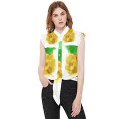 Pineapple Fruit Watercolor Painted Frill Detail Shirt
