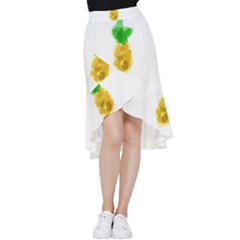 Pineapple Fruit Watercolor Painted Frill Hi Low Chiffon Skirt