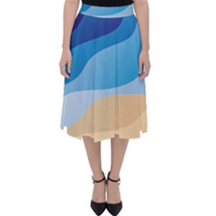 Illustrations Waves Line Rainbow Classic Midi Skirt