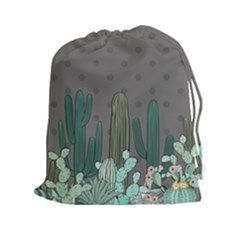 Cactus Plant Green Nature Cacti Drawstring Pouch (2xl) by Mariart