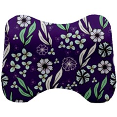 Floral Blue Pattern  Head Support Cushion by MintanArt