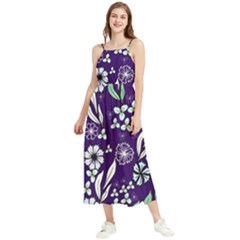 Floral Blue Pattern  Boho Sleeveless Summer Dress by MintanArt