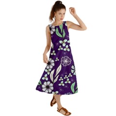 Floral Blue Pattern  Summer Maxi Dress by MintanArt