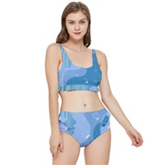 Online Woman Beauty Blue Frilly Bikini Set