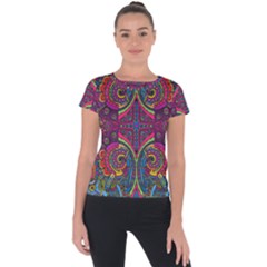 Colorful Boho Pattern Short Sleeve Sports Top  by designsbymallika