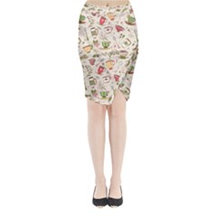 Green Tea Love Midi Wrap Pencil Skirt by designsbymallika