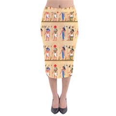 Tribal Love Velvet Midi Pencil Skirt by designsbymallika
