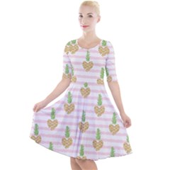 Heart Pineapple Quarter Sleeve A-line Dress by designsbymallika