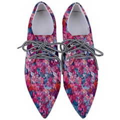 Pink Blue Flowers Pointed Oxford Shoes by designsbymallika
