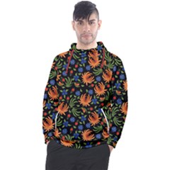Orange Flowers Pattern Men s Pullover Hoodie by designsbymallika