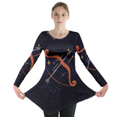 Zodiak Sagittarius Horoscope Sign Star Long Sleeve Tunic 