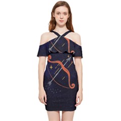 Zodiak Sagittarius Horoscope Sign Star Shoulder Frill Bodycon Summer Dress