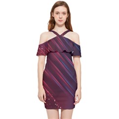Illustrations Space Purple Shoulder Frill Bodycon Summer Dress