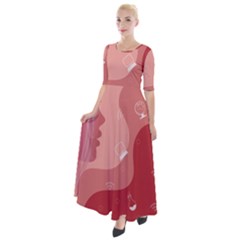 Online Woman Beauty Pink Half Sleeves Maxi Dress