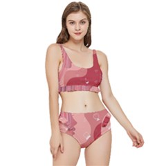Online Woman Beauty Pink Frilly Bikini Set