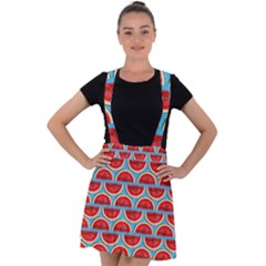 Illustrations Watermelon Texture Pattern Velvet Suspender Skater Skirt by Alisyart
