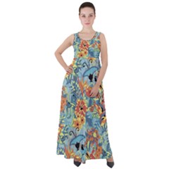 Butterfly And Flowers Empire Waist Velour Maxi Dress by goljakoff