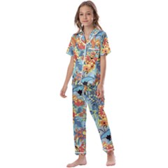 Butterfly And Flowers Kids  Satin Short Sleeve Pajamas Set by goljakoff