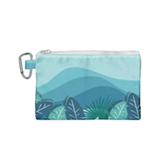 Illustration Of Palm Leaves Waves Mountain Hills Canvas Cosmetic Bag (small)