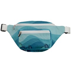 Illustration Of Palm Leaves Waves Mountain Hills Fanny Pack