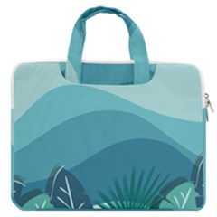 Illustration Of Palm Leaves Waves Mountain Hills Double Pocket Laptop Bag