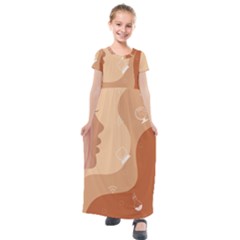 Online Woman Beauty Brown Kids  Short Sleeve Maxi Dress