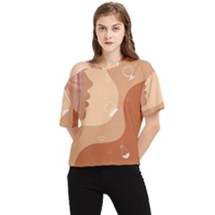 Online Woman Beauty Brown One Shoulder Cut Out Tee