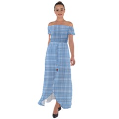 Blue Knitting Off Shoulder Open Front Chiffon Dress by goljakoff