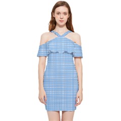 Blue Knitting Shoulder Frill Bodycon Summer Dress by goljakoff