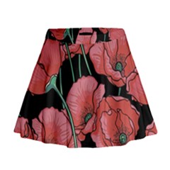 Red Flowers Mini Flare Skirt by goljakoff