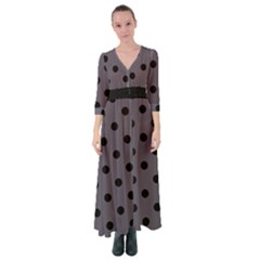 Large Black Polka Dots On Dark Smoke Grey - Button Up Maxi Dress by FashionLane
